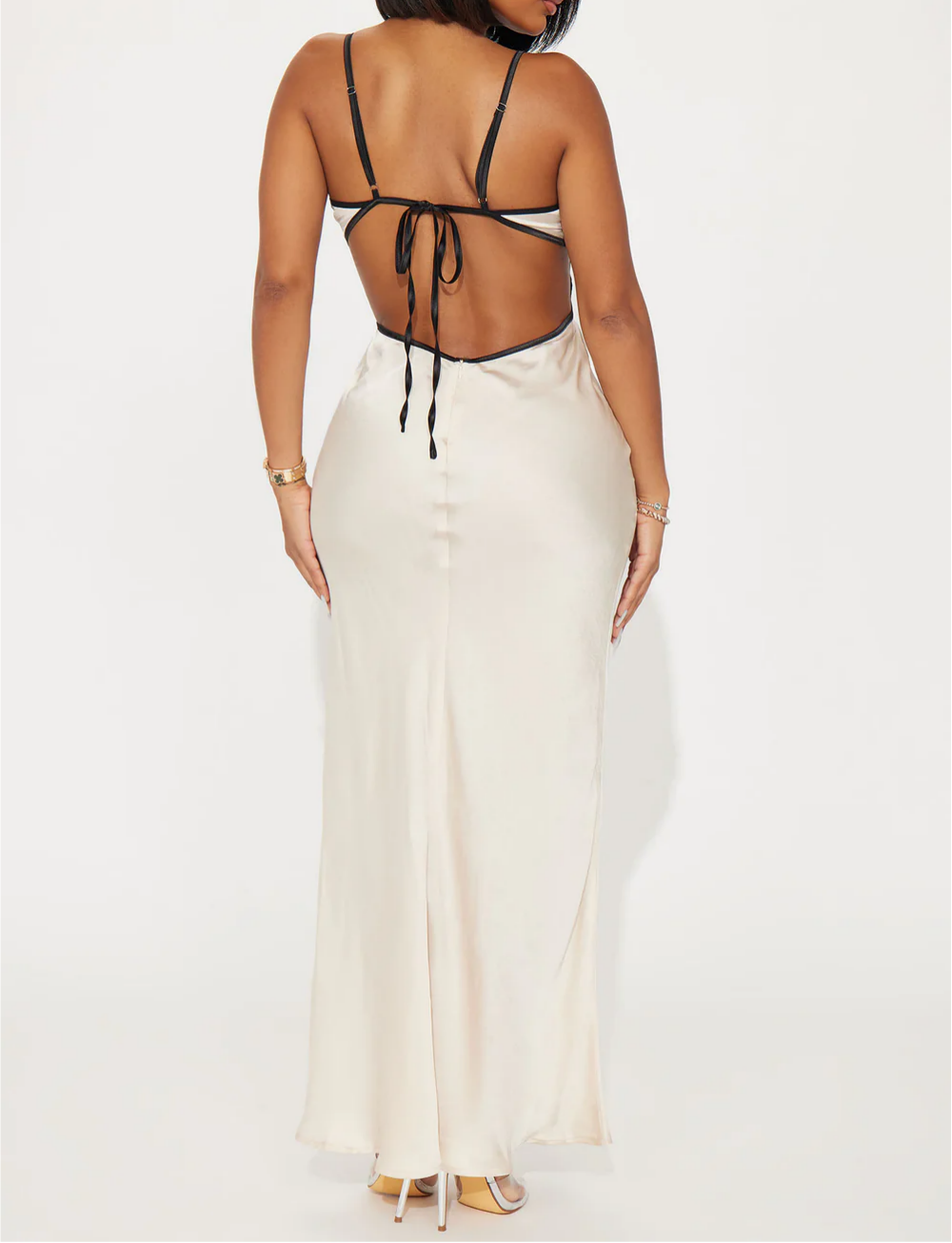 Saish Satin Maxi Dress - Cream