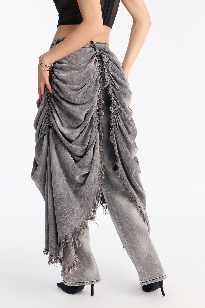 La Belle Skirt Overlay Straight Leg Jeans