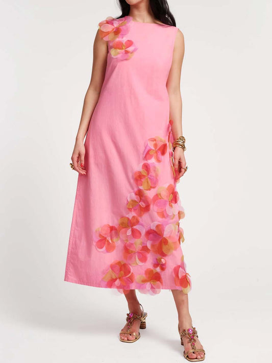 Sleeveless 3D Flower Maxi Dress
