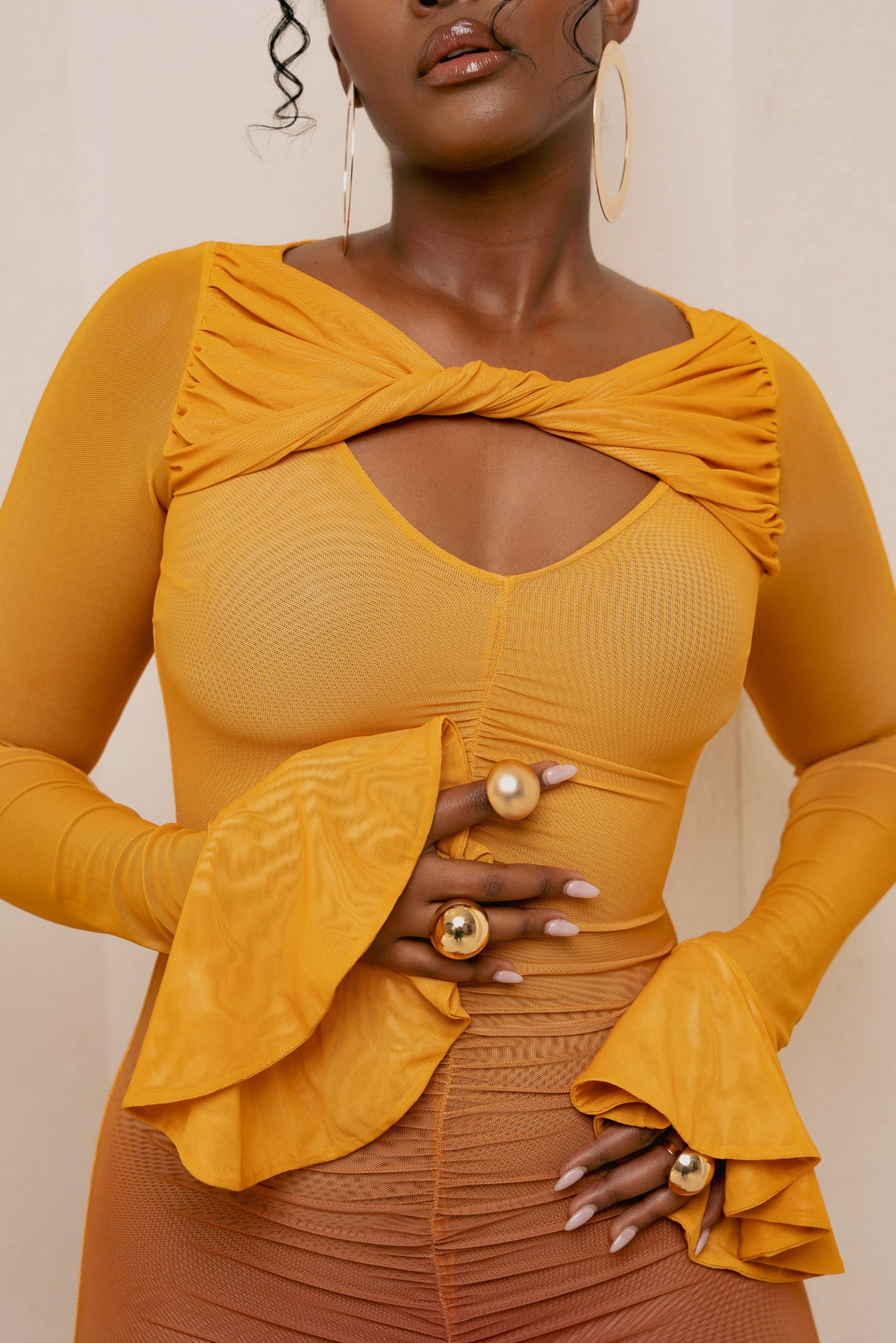 HI-LOW RUFFLE DRESS