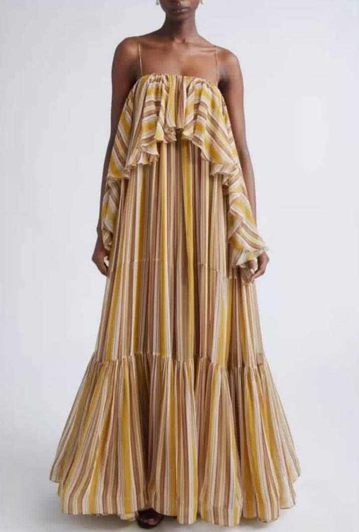 Golden Hour Cascade Maxi Dress
