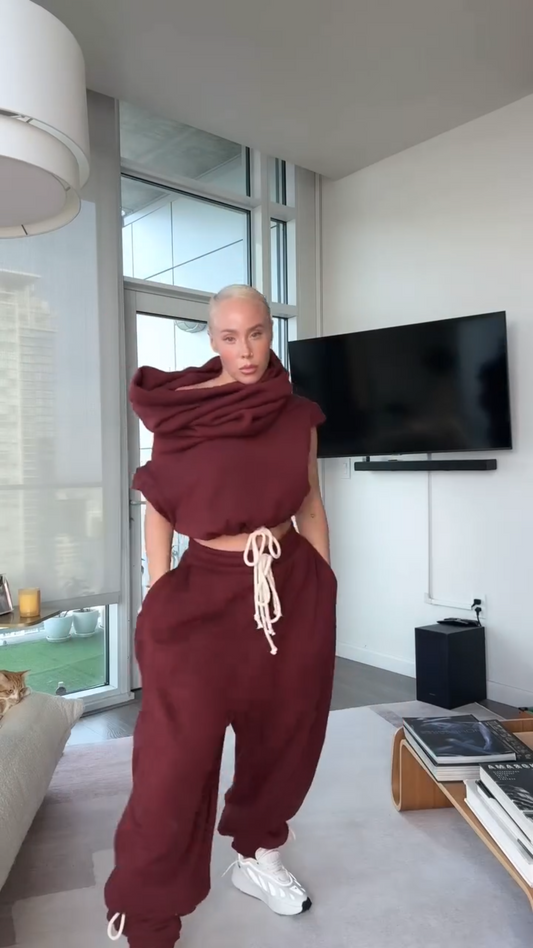 Denimoi Drop Crotch Baggy Set Fashionable Streetwear