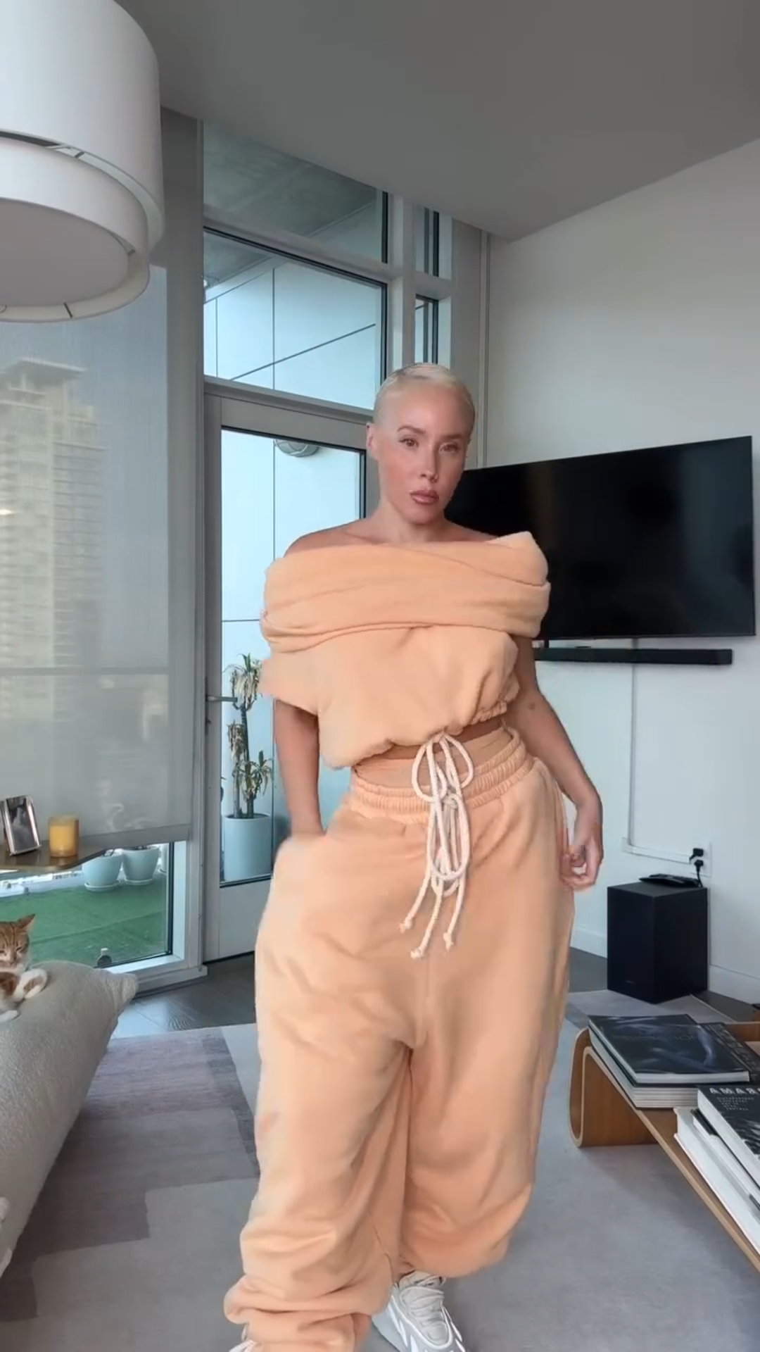 Denimoi Drop Crotch Baggy Set Fashionable Streetwear