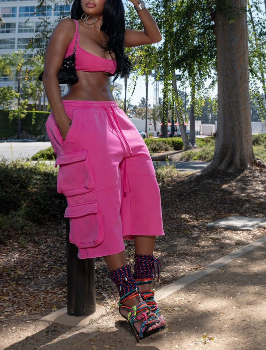 Rosa Cross Top and Cargo Jorts Set