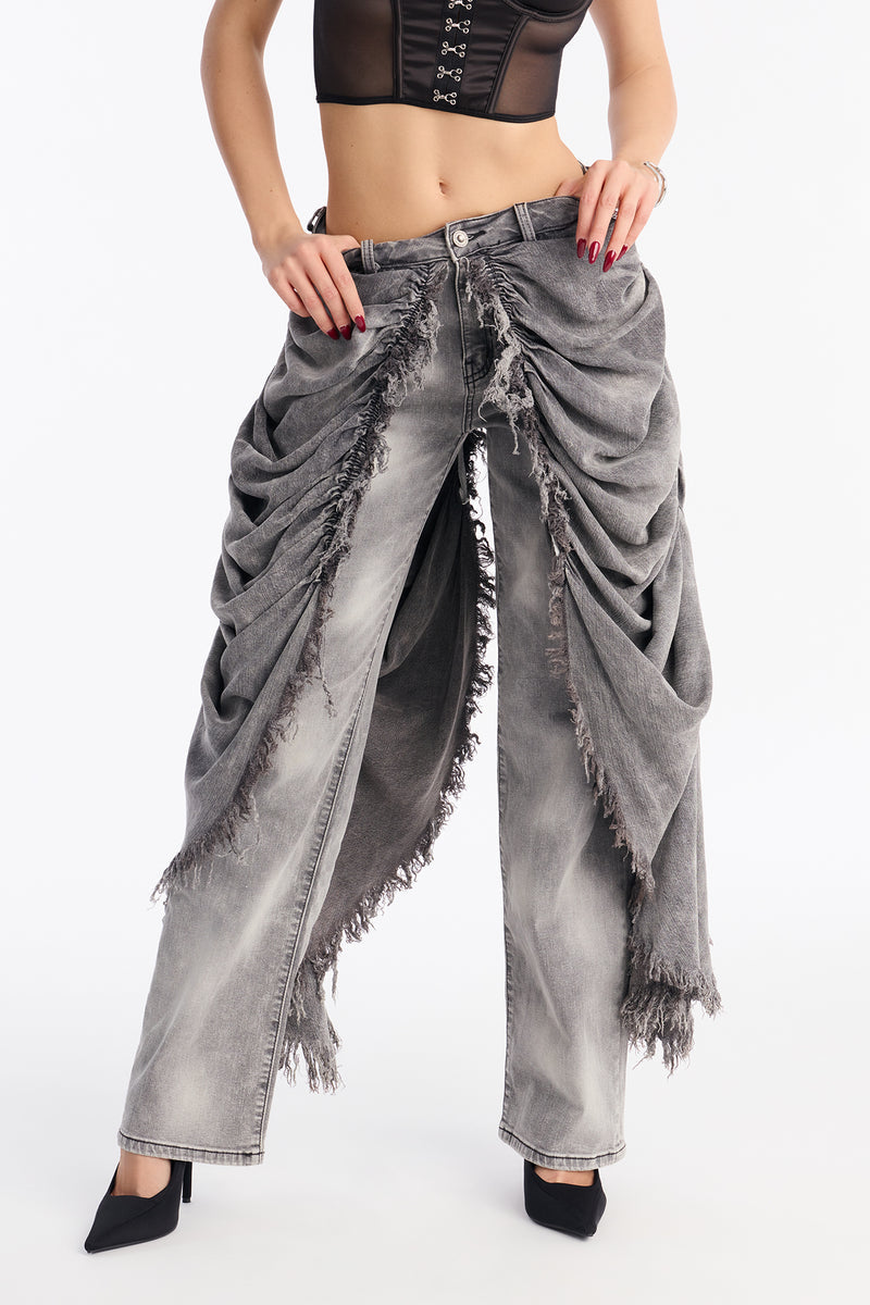 La Belle Skirt Overlay Straight Leg Jeans