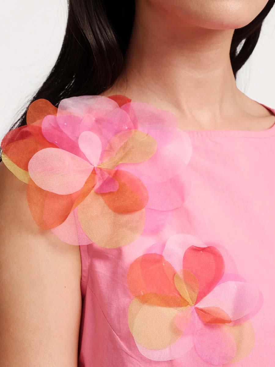 Sleeveless 3D Flower Maxi Dress